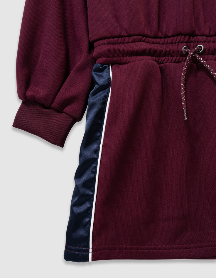 Robe bordeaux esprit sport bandes côtés fille-6