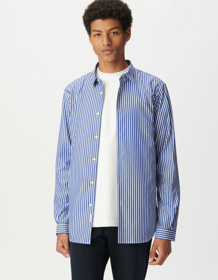 Marineblau gestreiftes REGULAR Hemd für Herren-2