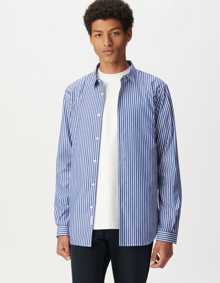Marineblau gestreiftes REGULAR Hemd für Herren-2 Marineblau gestreiftes REGULAR Hemd für Herren-2