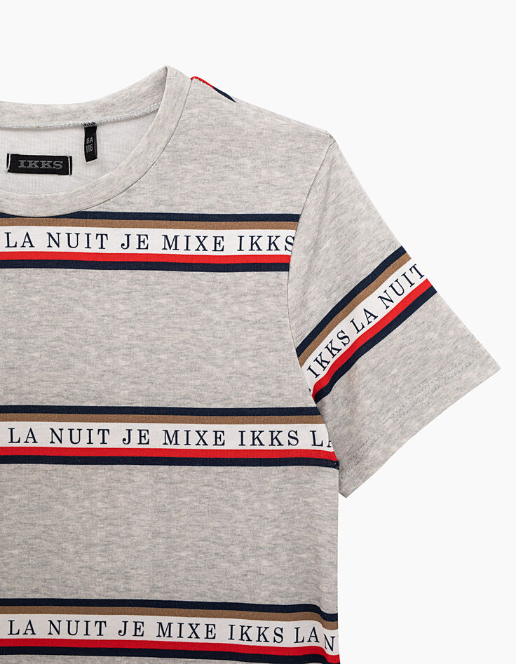 Boys’ grey Je mixe IKKS la nuit striped T-shirt-3