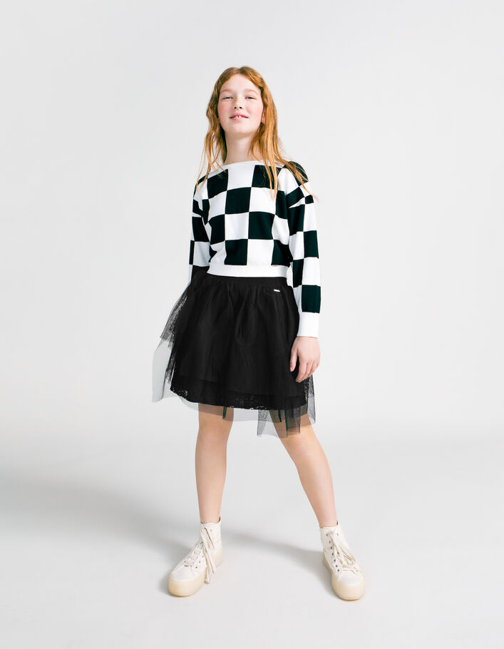 Girls' black asymmetrical tulle skirt - IKKS