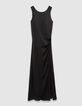 Women’s black long dress with straps crossed over back-5