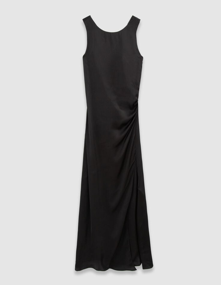 Women’s black long dress with straps crossed over back-5