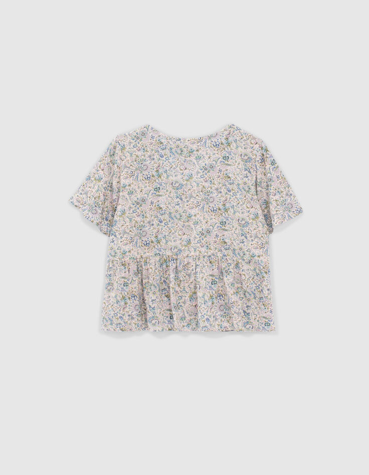 Girls’ ecru flowery print LENZING™ ECOVERO™ blouse-2