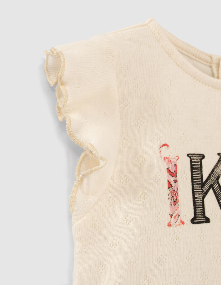 Baby girls’ ecru/print mixed-fabric dress - IKKS