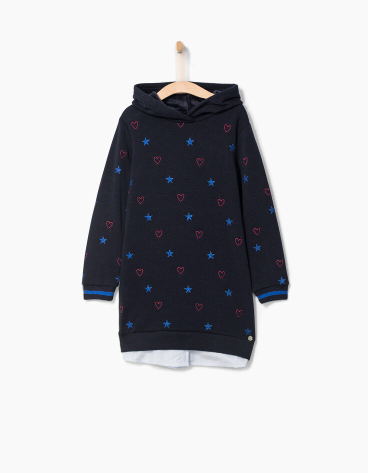 Robe-sweat marine brodée fille-2