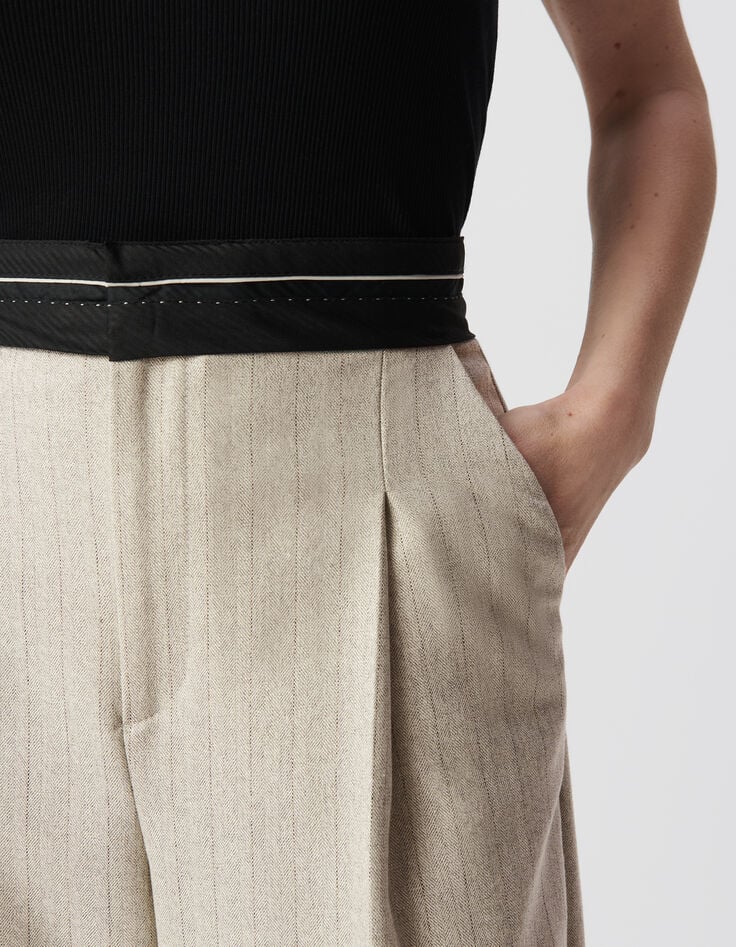 Damen graue Lurexstreifen ärmellose Anzughose-5