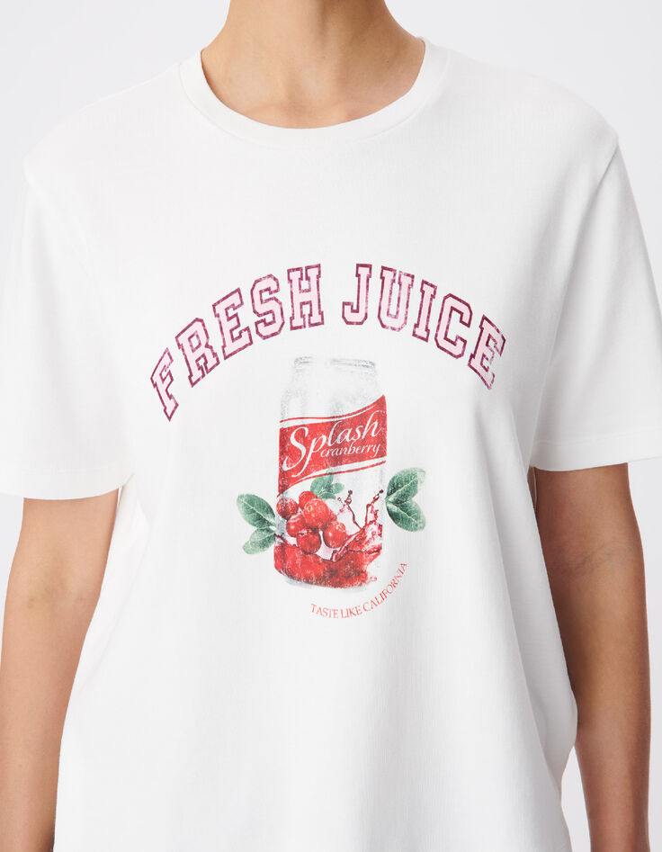 Wei&szlig;es Rundhals T-Shirt Damen mit Dosenmotiv-4