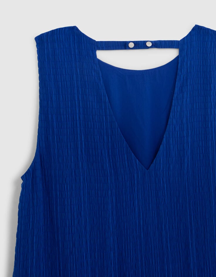 Women’s cobalt recycled waffle fabric long dress-7