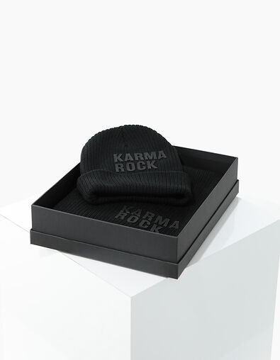 Bonnet et écharpe "KARMA ROCK" en tricot noir femme - IKKS
