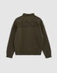 Sudadera caqui maxi mensaje bordado espalda niño-3