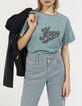 Mandelgrünes Damen-T-Shirt mit Perlenbesatz-2