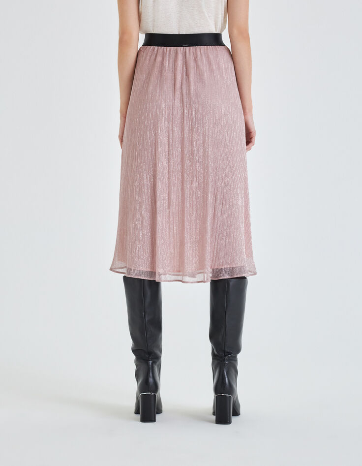 Women’s copper pink pleated midi skirt-3