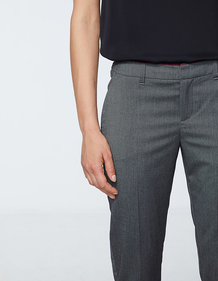 Pantalon tailleur cropped droit fil à fil femme-4