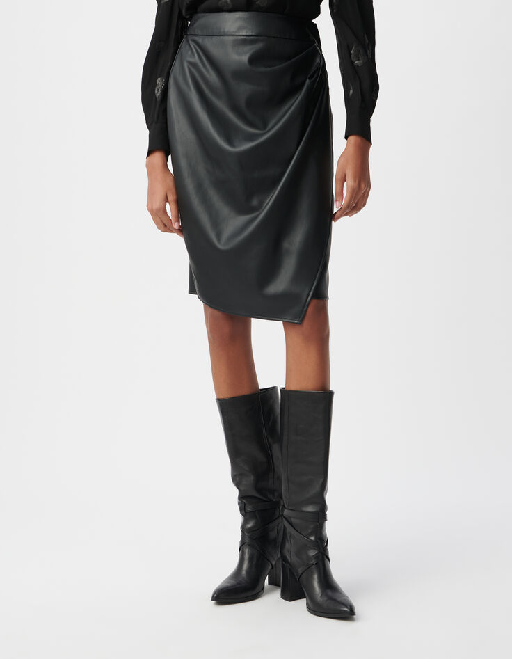 Black wrap pencil skirt Women-2