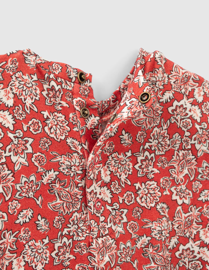 Rotes T-Shirt mit Blumenprint für Babymädchen-5