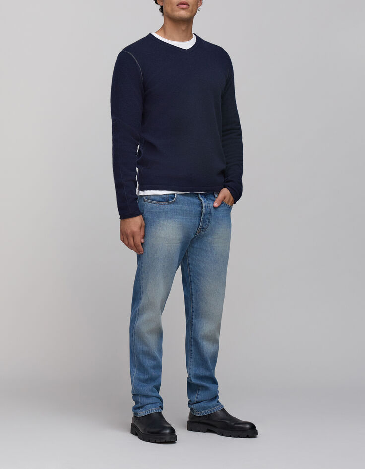 Marineblauer Herrenpullover aus 100&nbsp;% Kaschmir-2