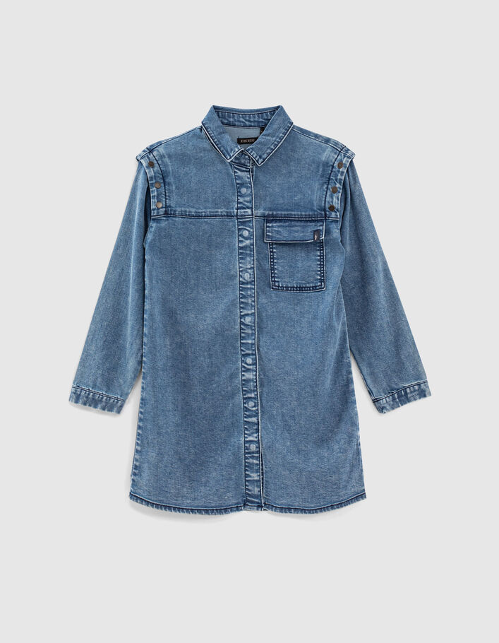 Girls’ medium blue denim shirt dress - IKKS