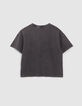 T-shirt gris visuel rock avec clous fille-3