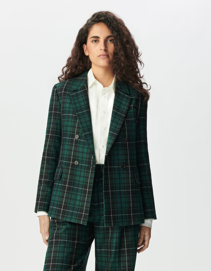 Grüne Damen-Oversize-Jacke Karos-2