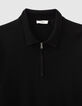Zwarte polo in twee materialen Interlock rug Heren-2