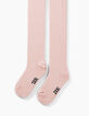 Collants rose poudré en tricot smileys sur genoux fille-2