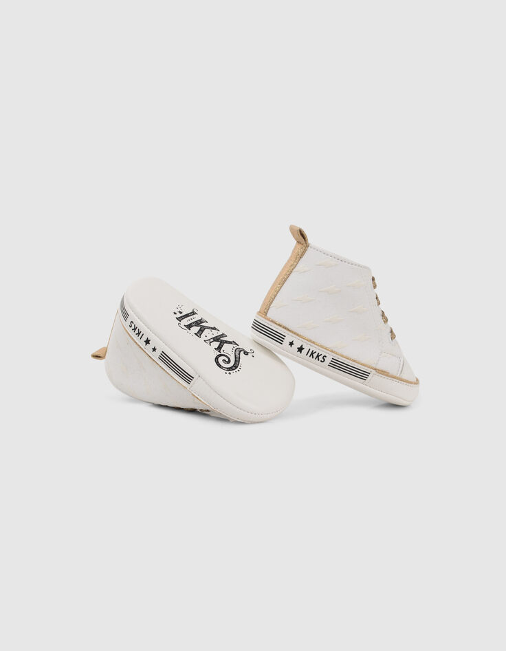 Ecru sneakers met goudkleurige veters babymeisjes-3