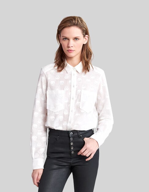 Women's off-white shirt with skull embroidery - IKKS