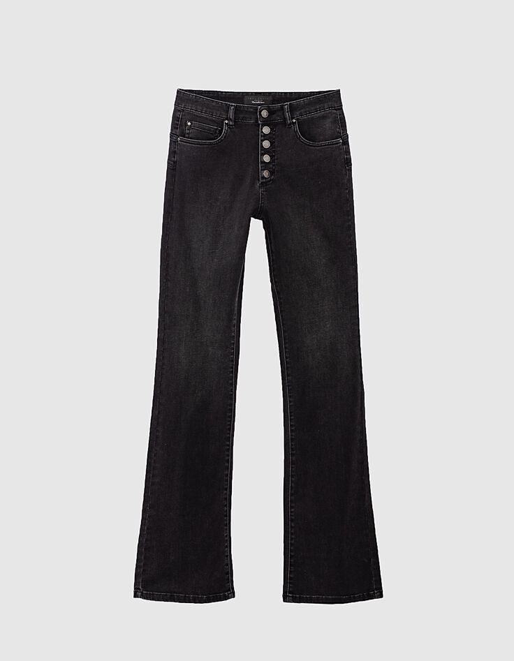 Zwarte flare jeans hoge taille dames-1