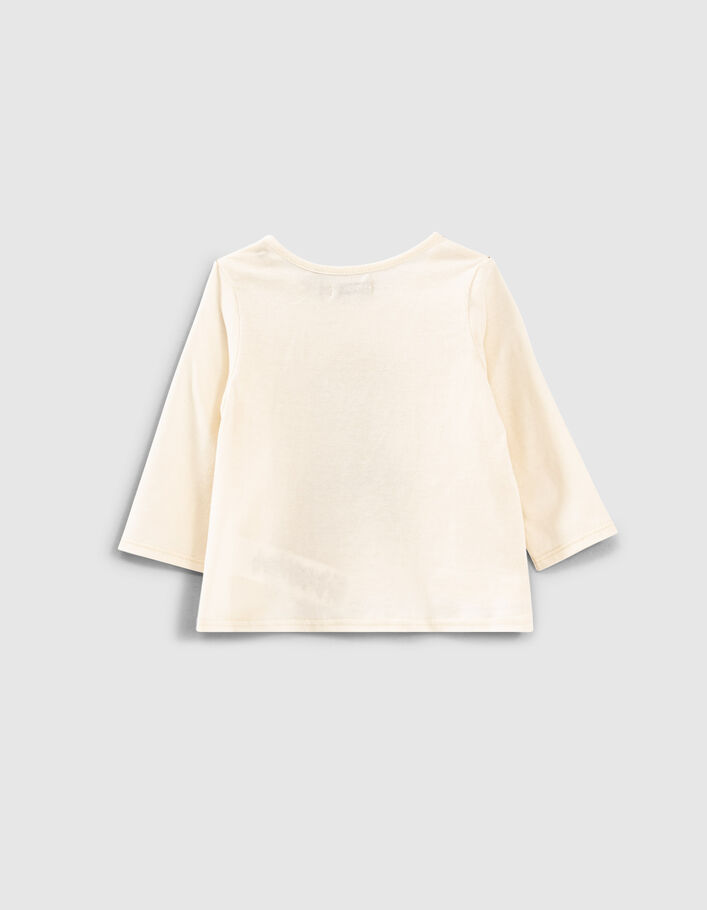 T-shirt écru bio visuel lionne-marinière bébé fille-4