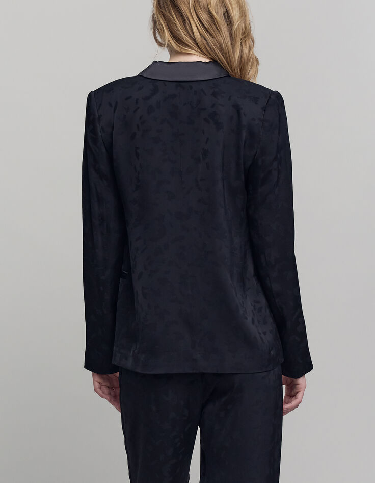 Schwarze Jacquard-Anzugjacke f&uuml;r  mit kunstvollem Muster-3
