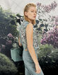 Top lavallière recyclé imprimé floral vintage femme-5