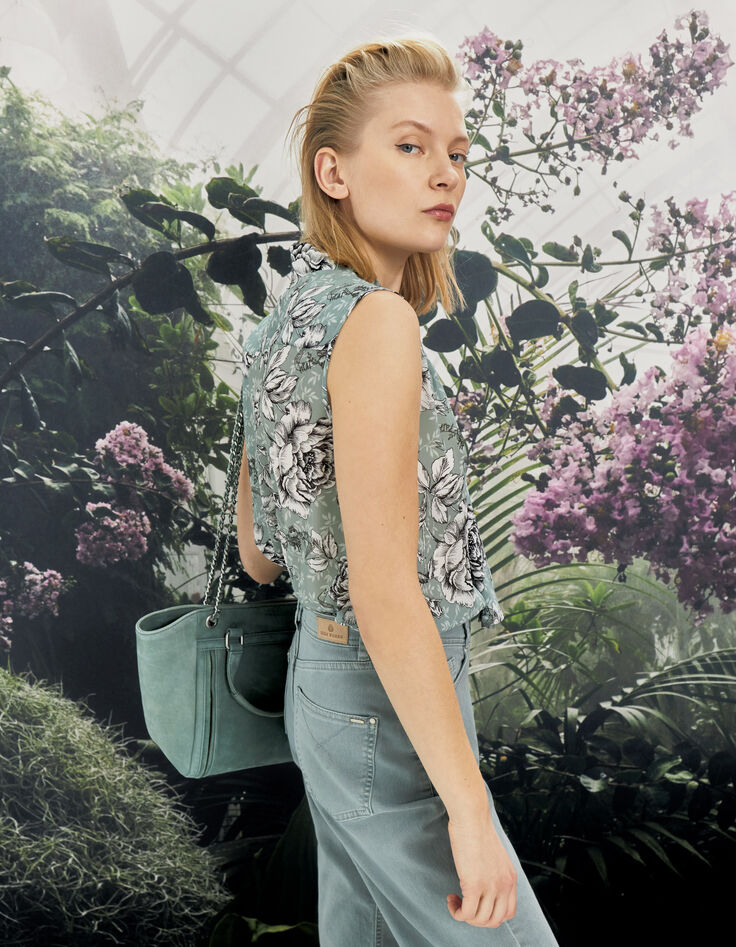 Top lavallière recyclé imprimé floral vintage femme-5
