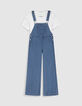 2-in-1 blauwe denim overall met wit T-shirt voor meisjes-5