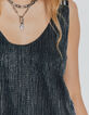 Women’s metallic black vest top with striped straps-4