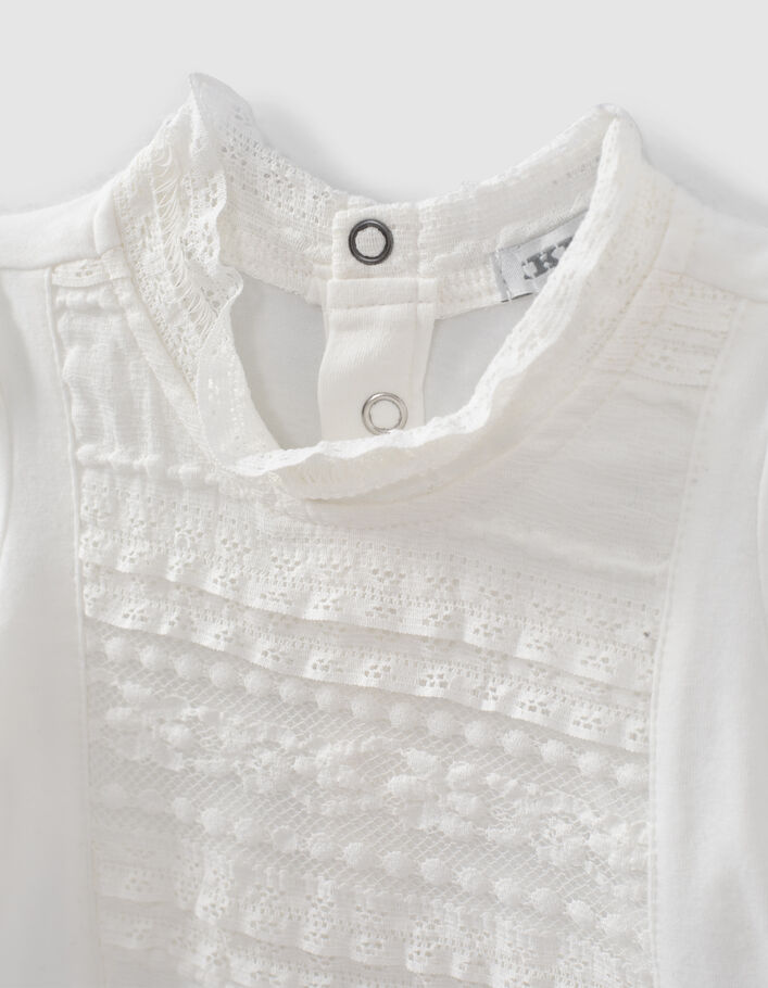 Camiseta blanco roto y encaje bebé niña - IKKS