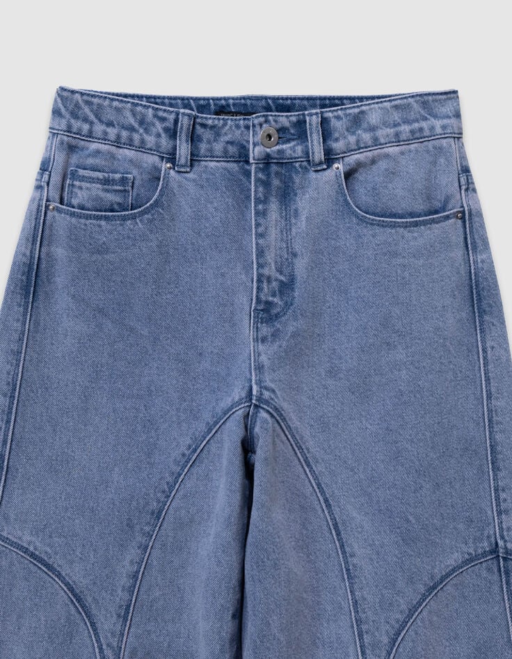 Large blue jeans with pink overdyed cut-outs for girl-2