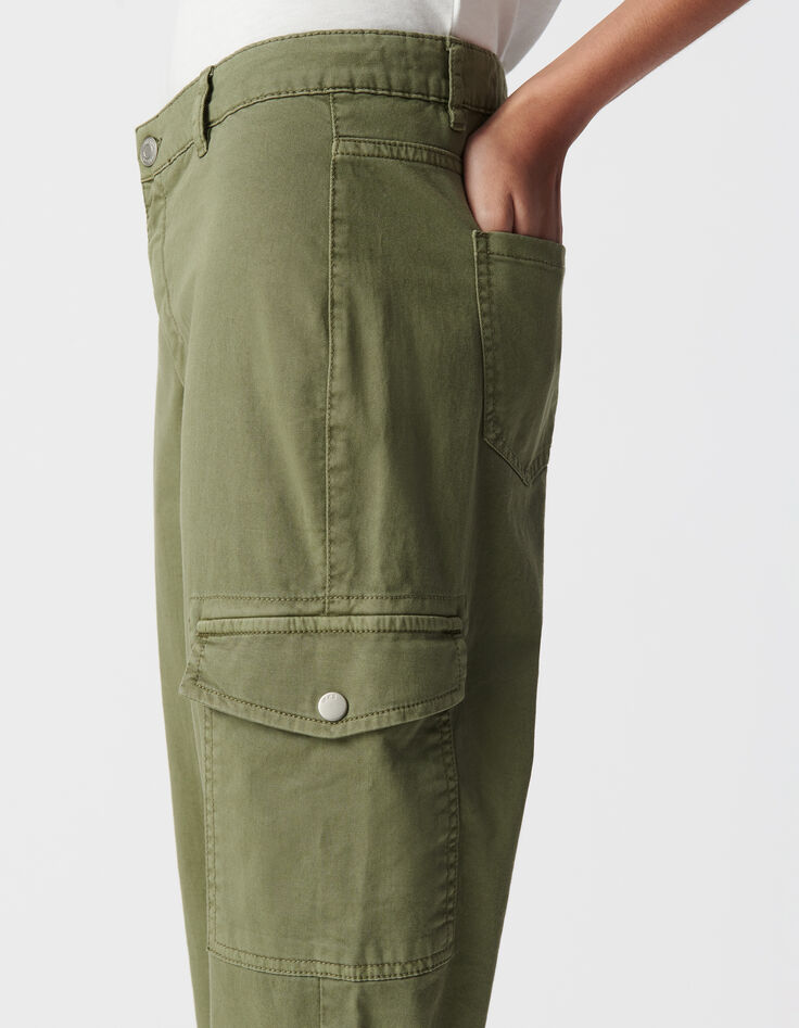 Kaki battle jeans cropped Dames-3