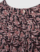 Zwart meisjesbloesje met bloemenprint-5