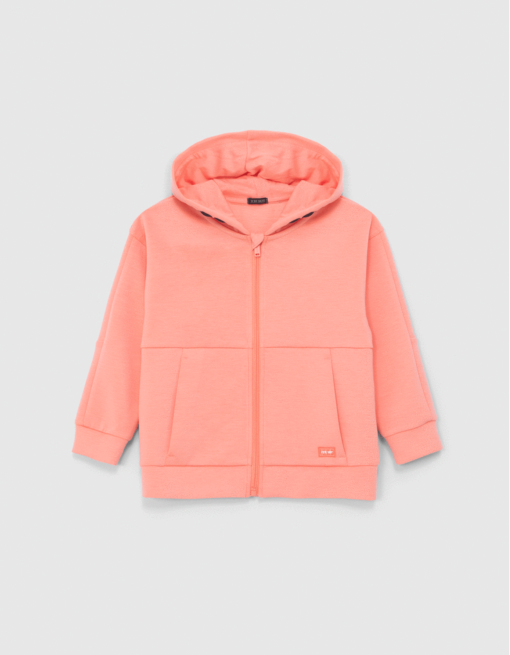 Boys’ neon orange cardigan, embossed checkerboard on back-7