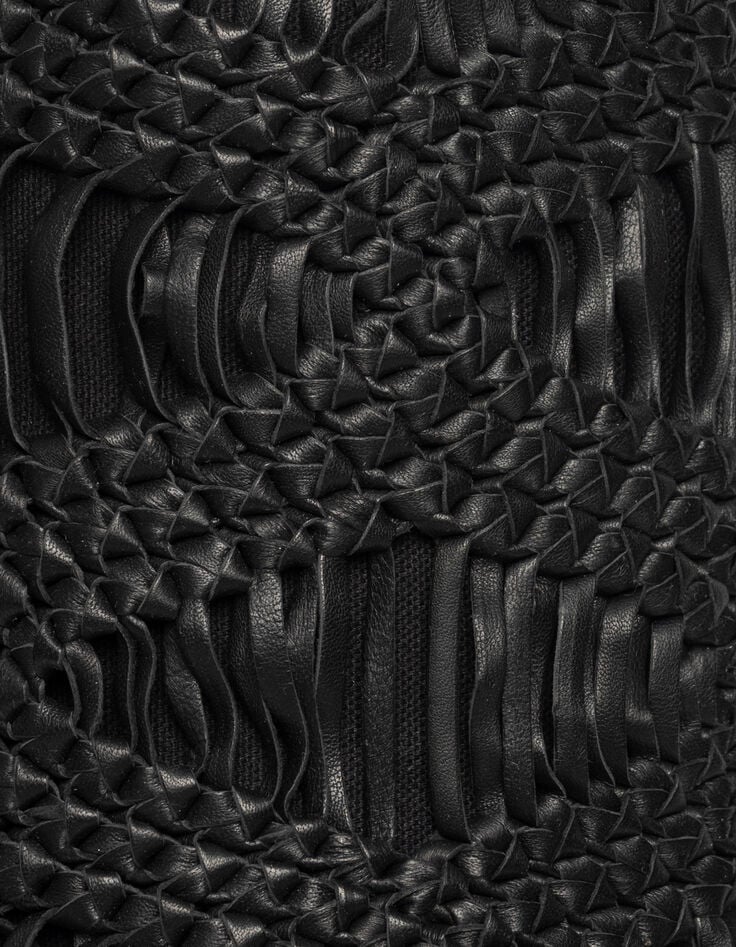 Black leather macramé-style fringed bucket bag-5 Black leather macramé-style fringed bucket bag-5