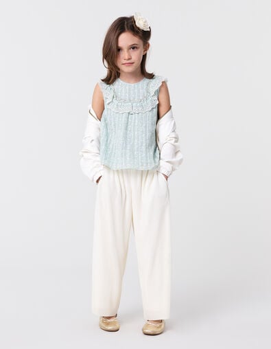 Blouse vert d'eau imprimé floral fille - IKKS