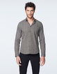 Chemise SLIM dark kaki imprimé minimaliste ethnique Homme-2