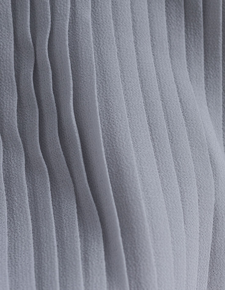 Robe argentée plissée manches tulle plumetis fille-8
