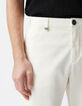 Krijtwitte TAPERED chinobermuda Heren-4