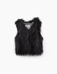 Gilet gris anthracite en fourrure synthétique fille-1