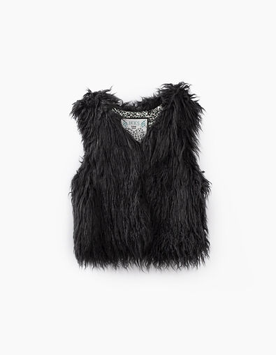 Gilet gris anthracite en fourrure synthétique fille - IKKS