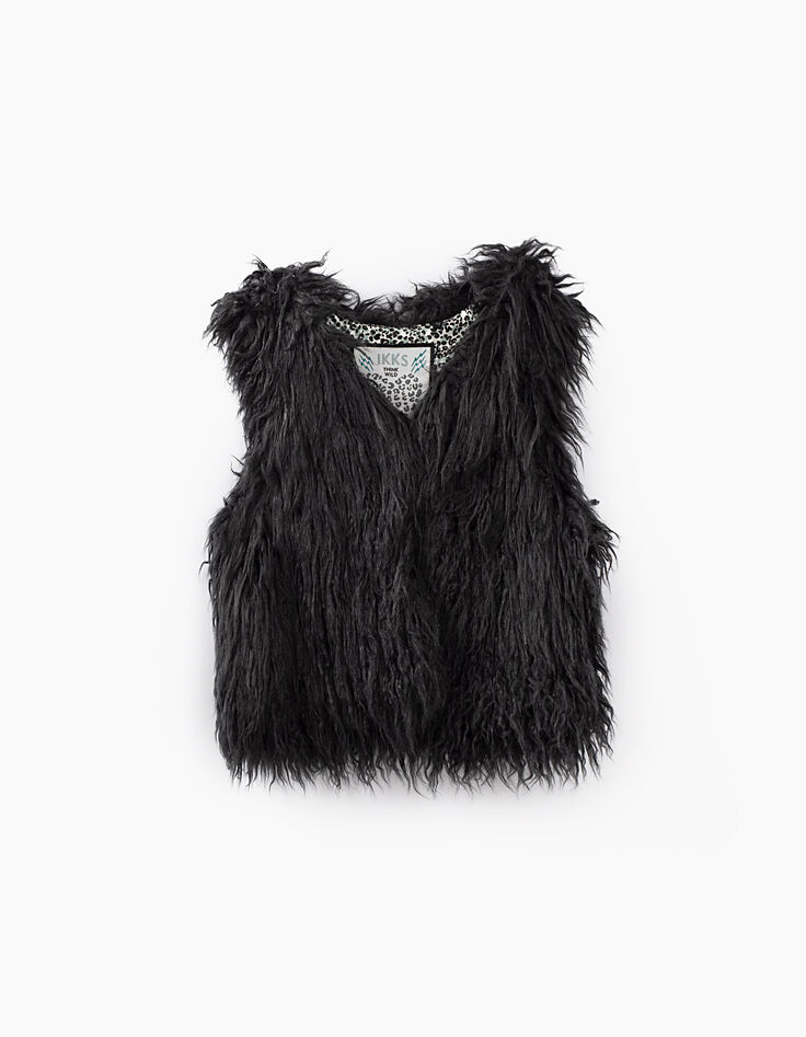 Gilet gris anthracite en fourrure synthétique fille-1