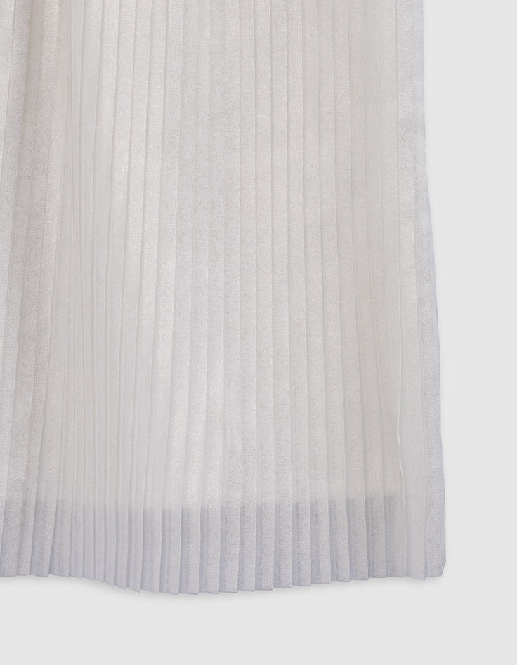 Robe plissée écrue irisée volants manches fille-5