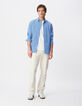 Men's EASY CARE slim blue striped shirt-2
